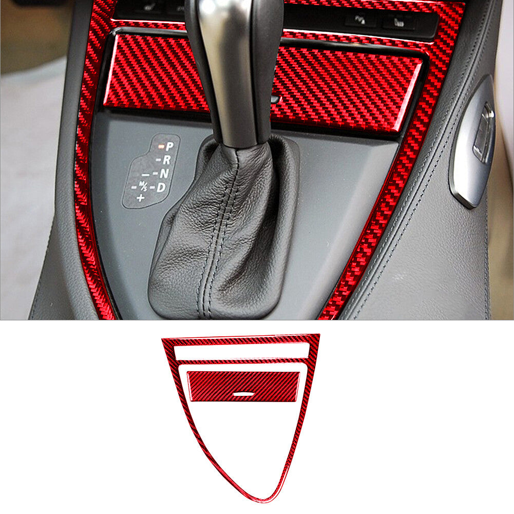 for BMW 6Series E63 E64 2004-10 Red Carbon Fiber Gear Shift & Storage Cover Trim