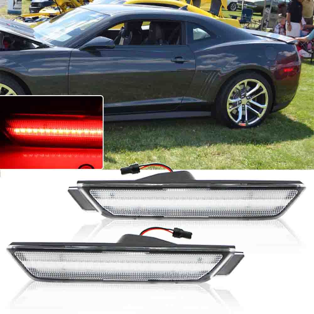 Pieces Clean Clear Lens Red LED Rear Side Marker Lights for 2010 - 2015 for Camaro - v