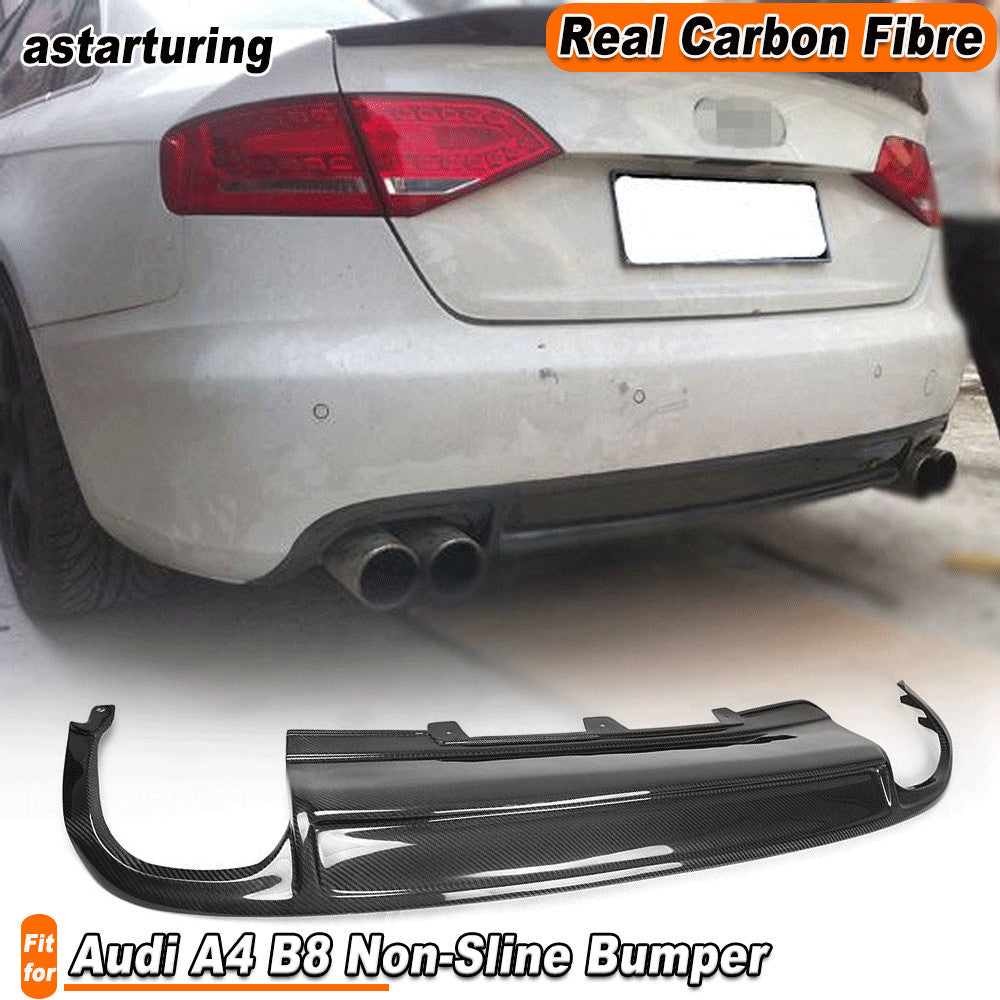 REAL Carbon Rear Bumper Bar Diffuser Lip for Audi A4 B8 Non-Sline Bumper 09-12