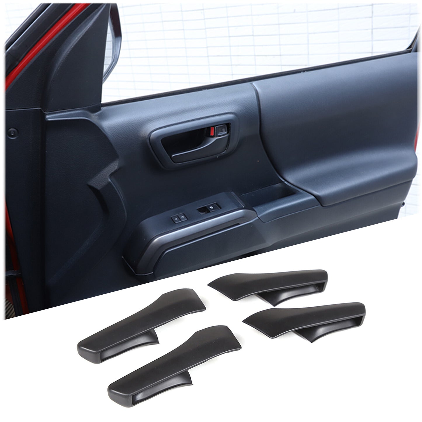 Window lift panel switch cover decoration 4 pieces suitable for Camry 2018-2023 red ABS- v
