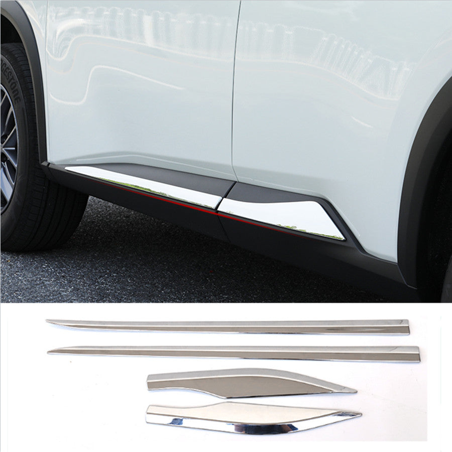 ABS Outside Door Body Side Molding Chrome Trim 4pcs For Rogue 2021-2023 v
