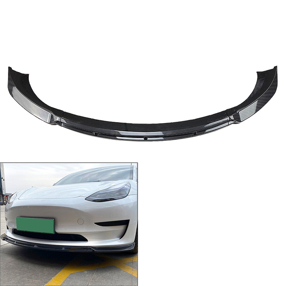Front Bumper Lip Chin Spoiler Splitter Carbon Fiber Fit for Tesla Model 3 2017-2021