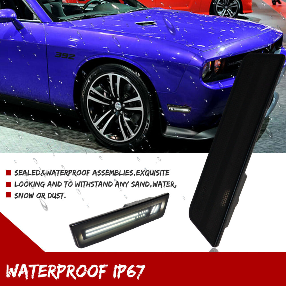 Smoked lens front marking [White Racing] light applicable to 2008-14 for Dodge for Challenger