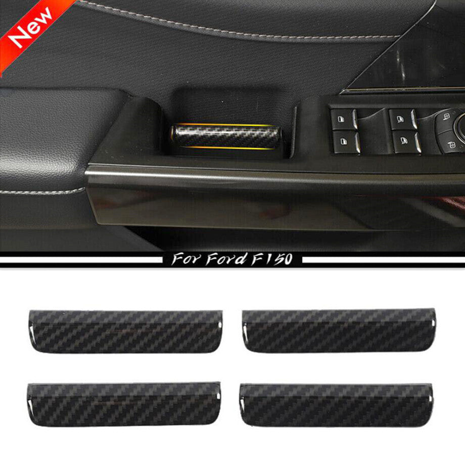 For 2021-2023 F150 Carbon Inner Door Handle Strips Trim Decor Bezels v