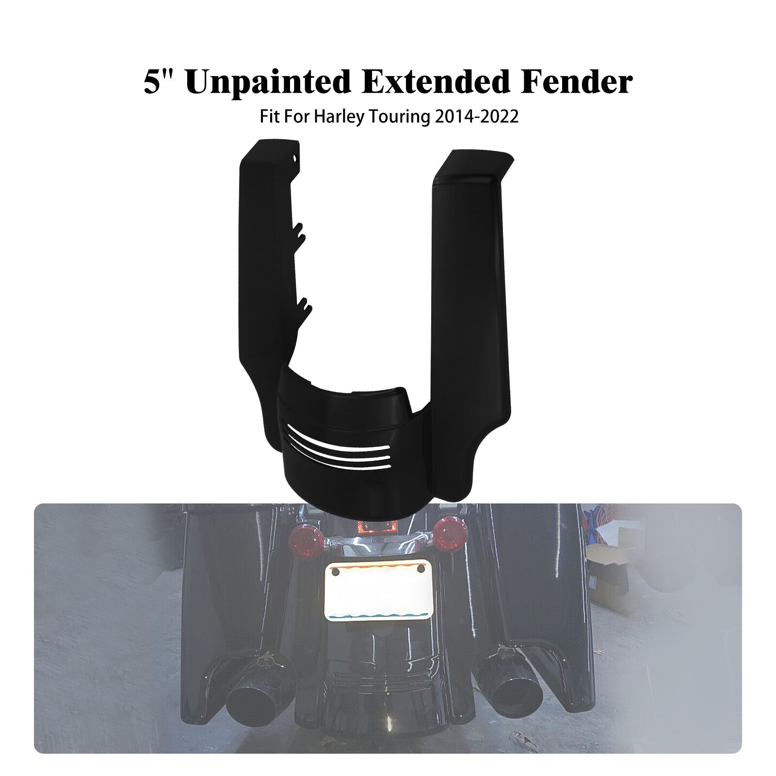 5 Unpainted Rear Fender Extension Stretched Filler Fit for Harley Touring 14-23