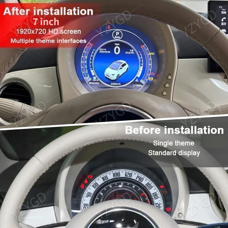7Full HD LCD Speedometer Digital Instrument Cluster for Fiat 500 2007-2024 Q