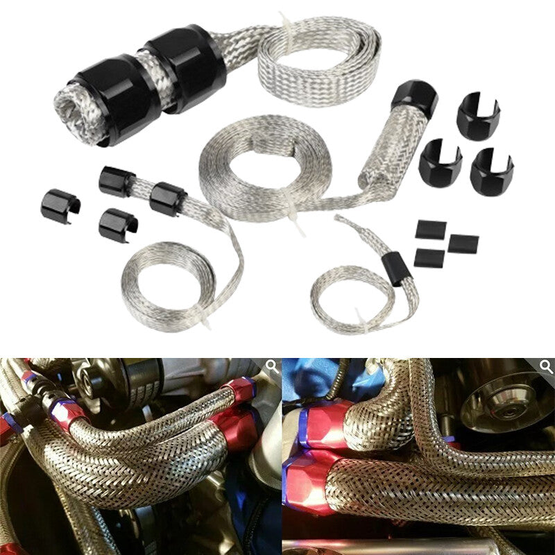 Braided Hose Black Engine Dress Up Kits Radiator Vacuum Fuel Oil Sleeving