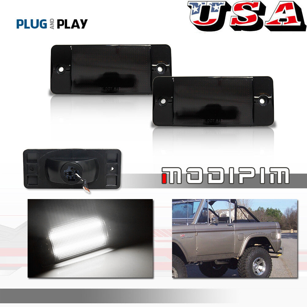 Smoked lens white LED front/rear marker lights suitable for 1970-1977 for Mustang - v