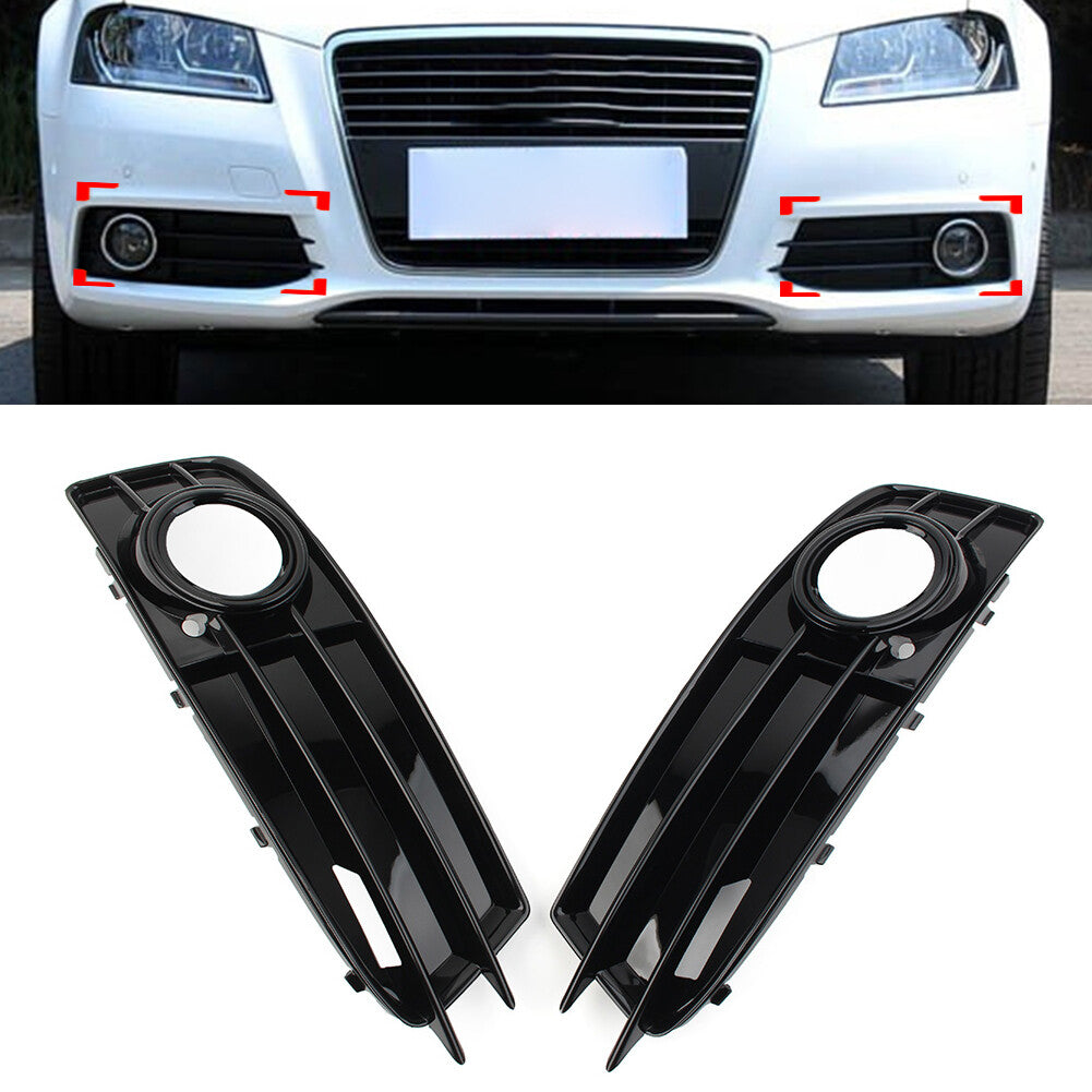 Front Bumper Fog Light Grille Cover for Audi A3 8P S-Line 2009-2012 Black 2PCS