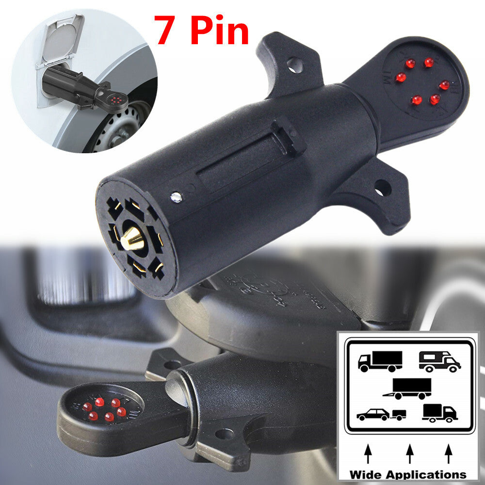 7-pin blade trailer light wire circuit tester, circular adapter connector, RV/boat - n