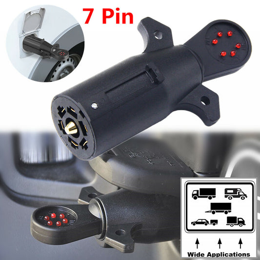 7-pin blade trailer light wire circuit tester, circular adapter connector, RV/boat - n