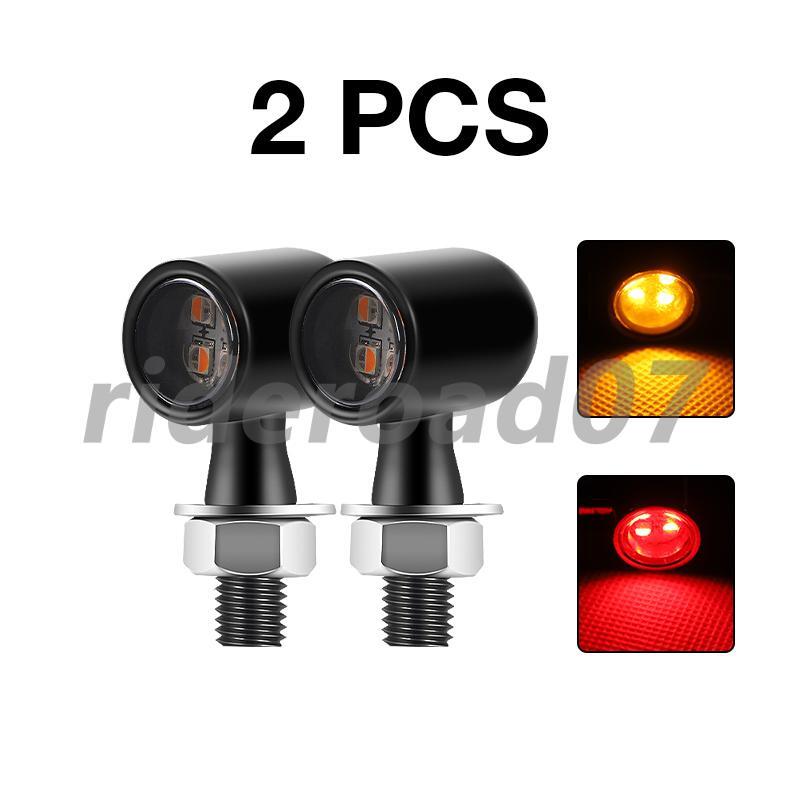 2pcs Motorcycle LED Turn Signal Lights Amber Red Blinker Light Universal
