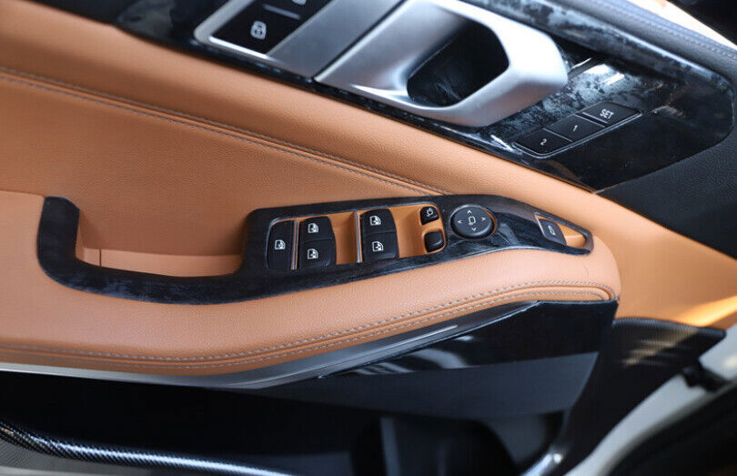 for BMW X5 G05 2019-2023 Black Wood Grain Window Lift Panel Switch Cover Trim 4P