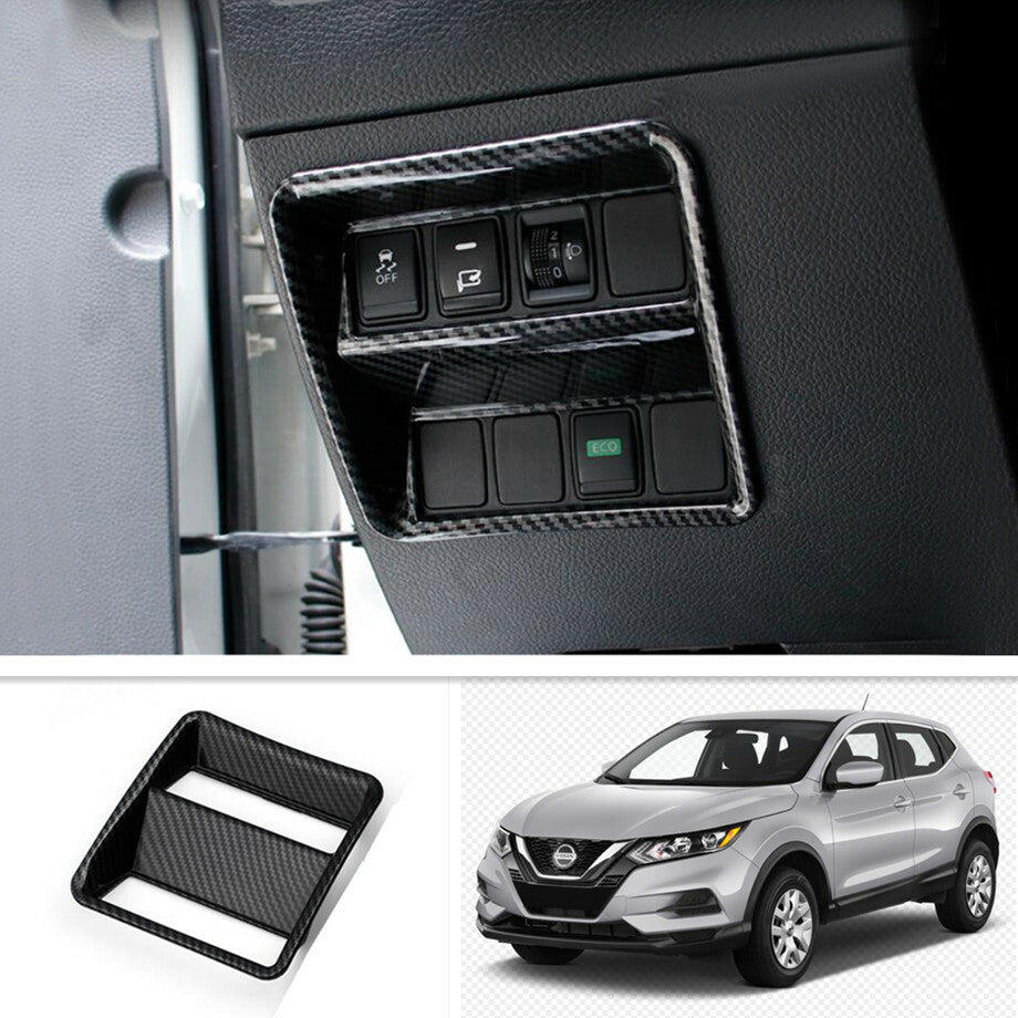 For Rogue Sport 2017-2020 Carbon Fiber Headlight Switch Frame Cover Trim v
