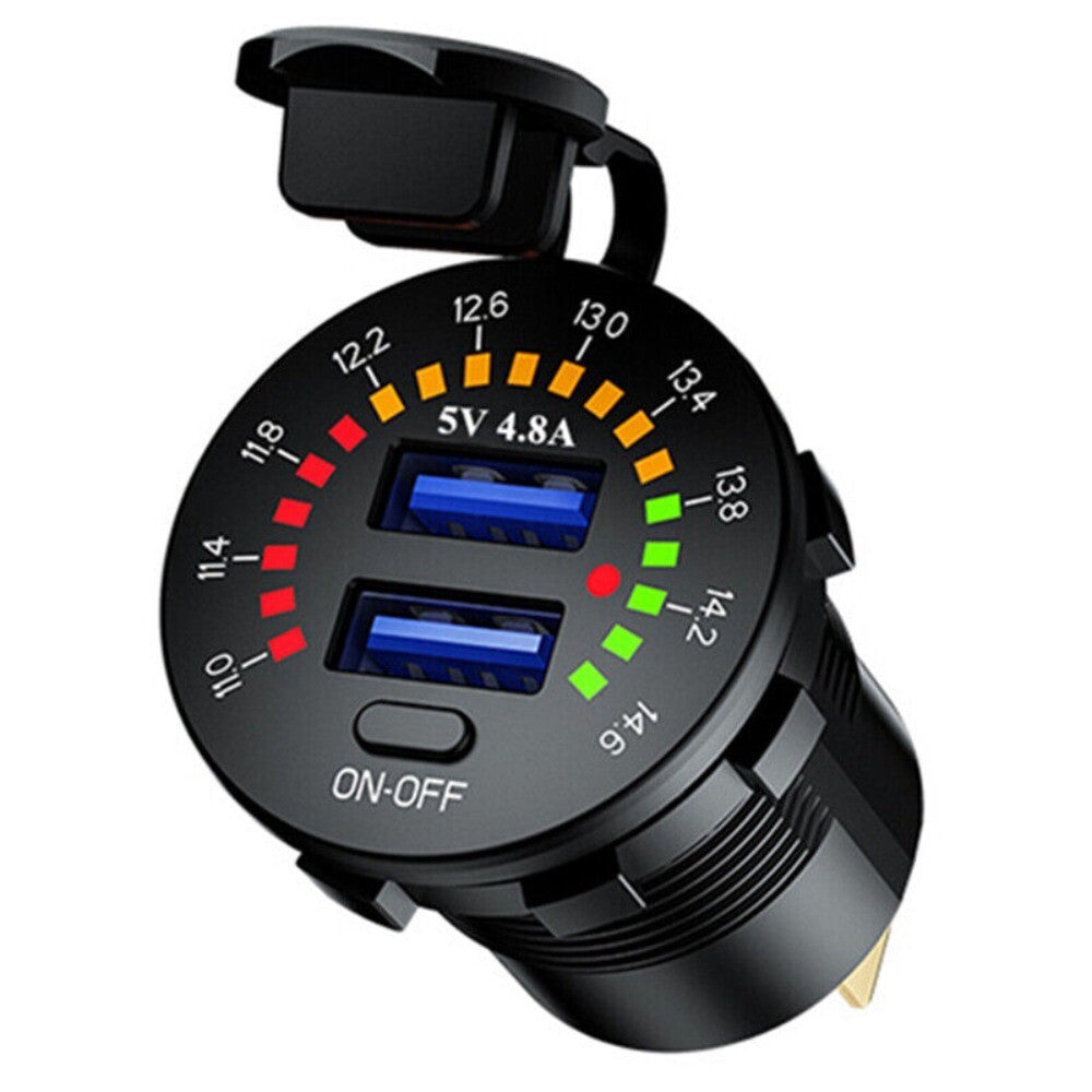1pc Motorcycle Dual USB Fast Charger Socket Adapter LED Digital Voltmeter New n