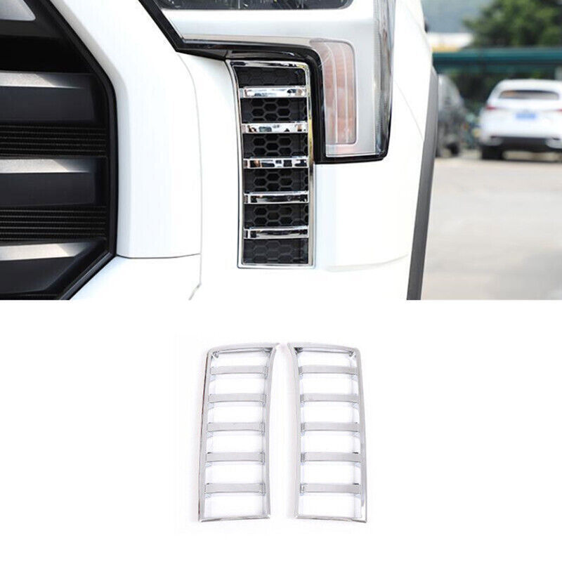 2P Chrome Front Air Intake Vent Moulding Cover Trims for Toyota Tundra 22-2024