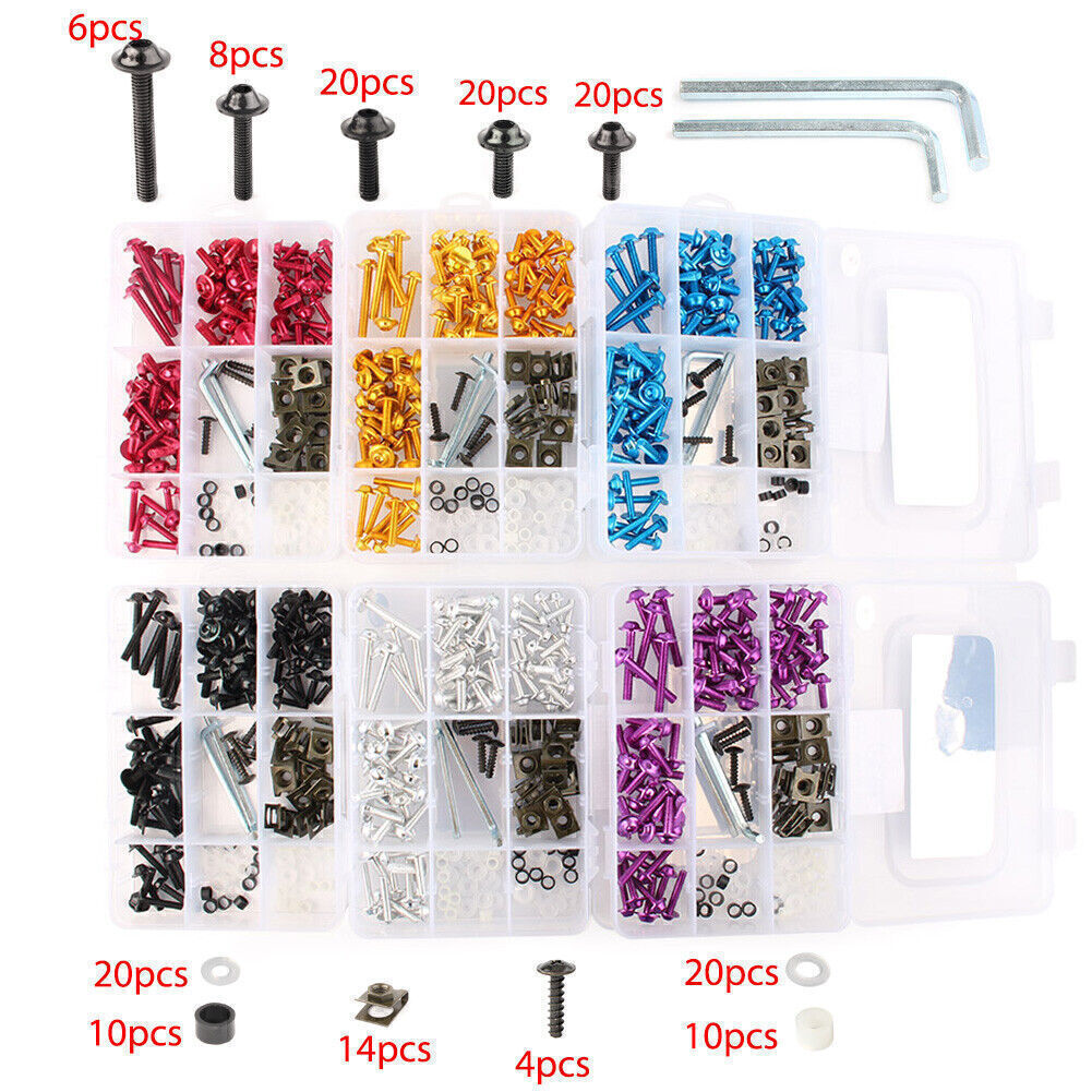 Moto Complete Fairing Bolt Bodywork Screws Nuts Kit for Kawasaki CNC Alloy Black