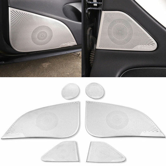 6pc for Tesla Model 3 2017-2023 Silver Steel Inner Door Speaker Frame Cover Trim