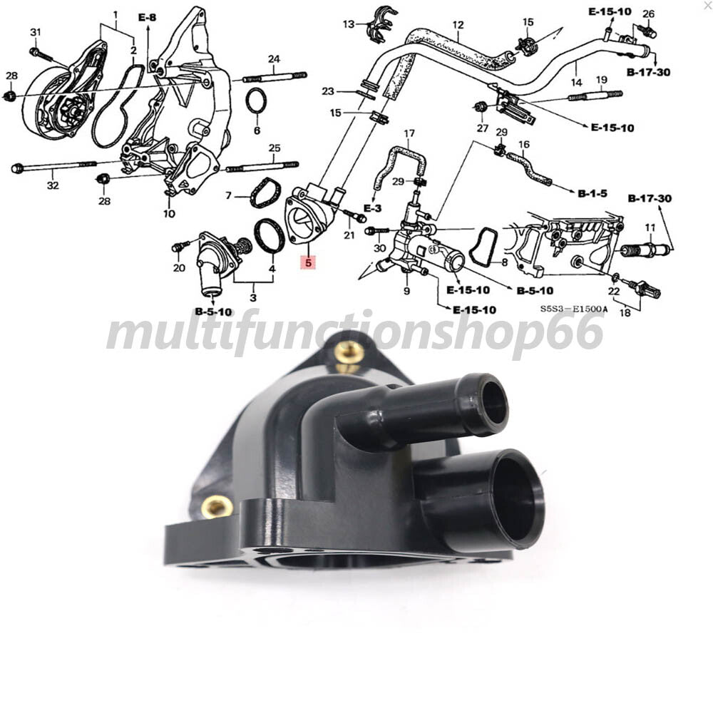 Thermostat Housing Case for Honda CR-V for Civic 1.7L 2.0L for Acura RSX 19320-PNA-003 Q