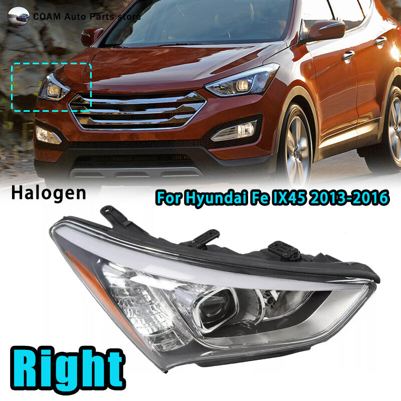 The right-side automatic halogen front bumper headlights are suitable for the for Hyundai Fe IX45 2013-2016. Q
