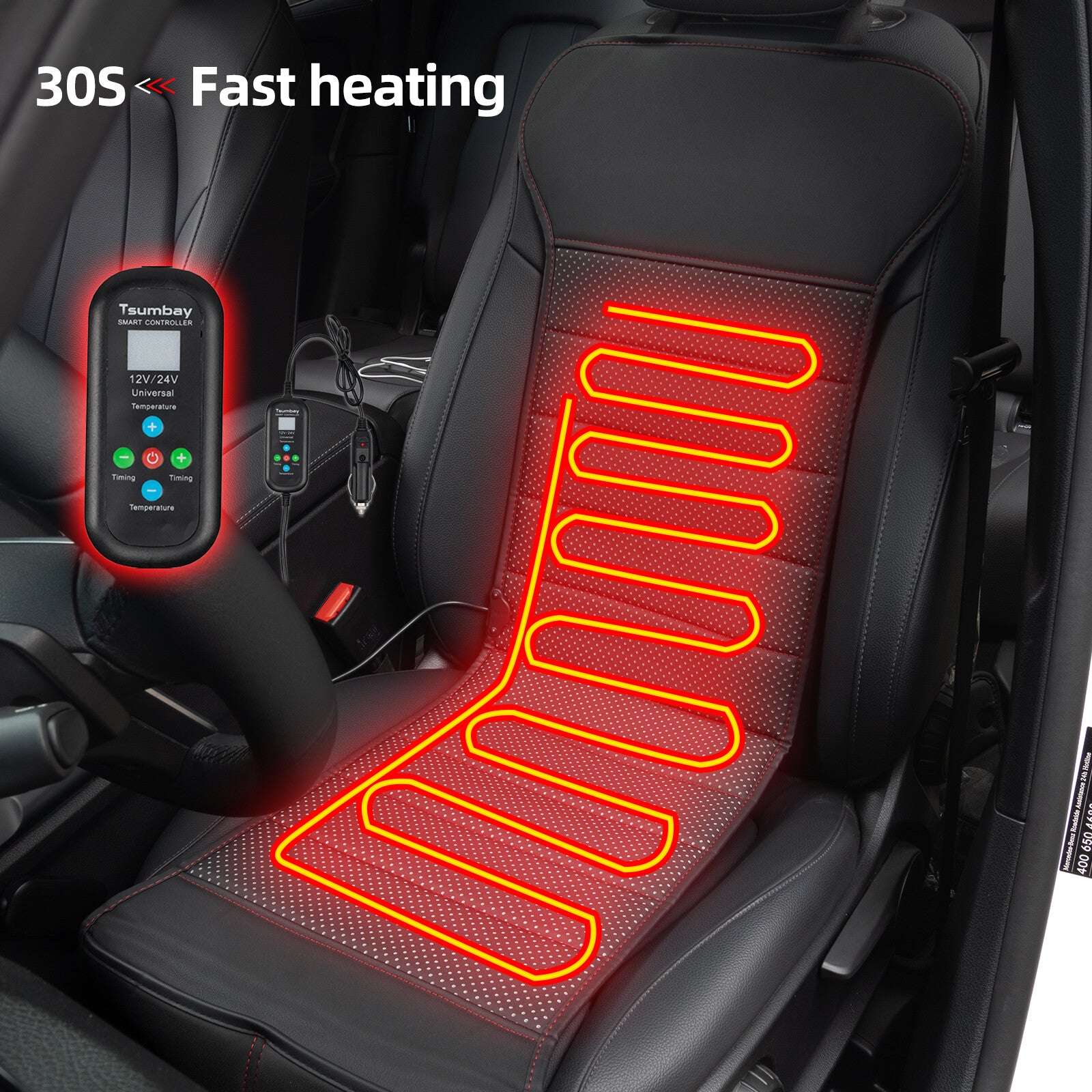 Car for Seat Heating Pad Heated for Seat Pad with 12V for Car for Seat Heating Black Q