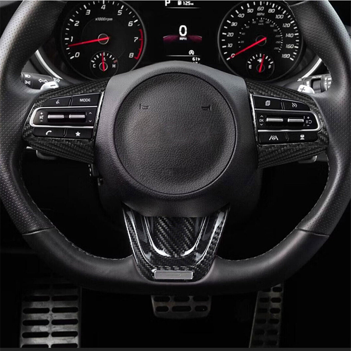 3pcs Real Carbon Fiber Steering Wheel Cover Fit for Kia Stinger 2019-22 2023 B n