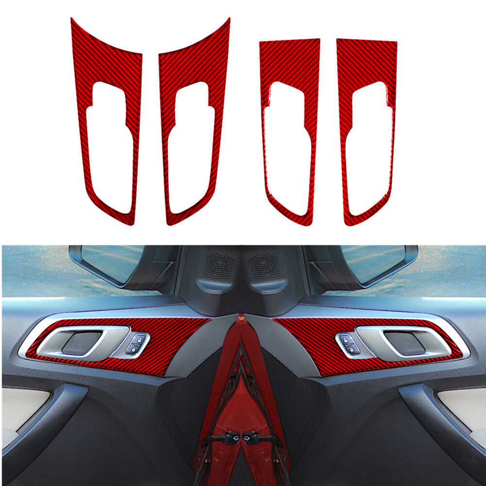 6x Red Carbon Fiber Interior Window Control Cover Trim For X1 F48 2016-2018 v