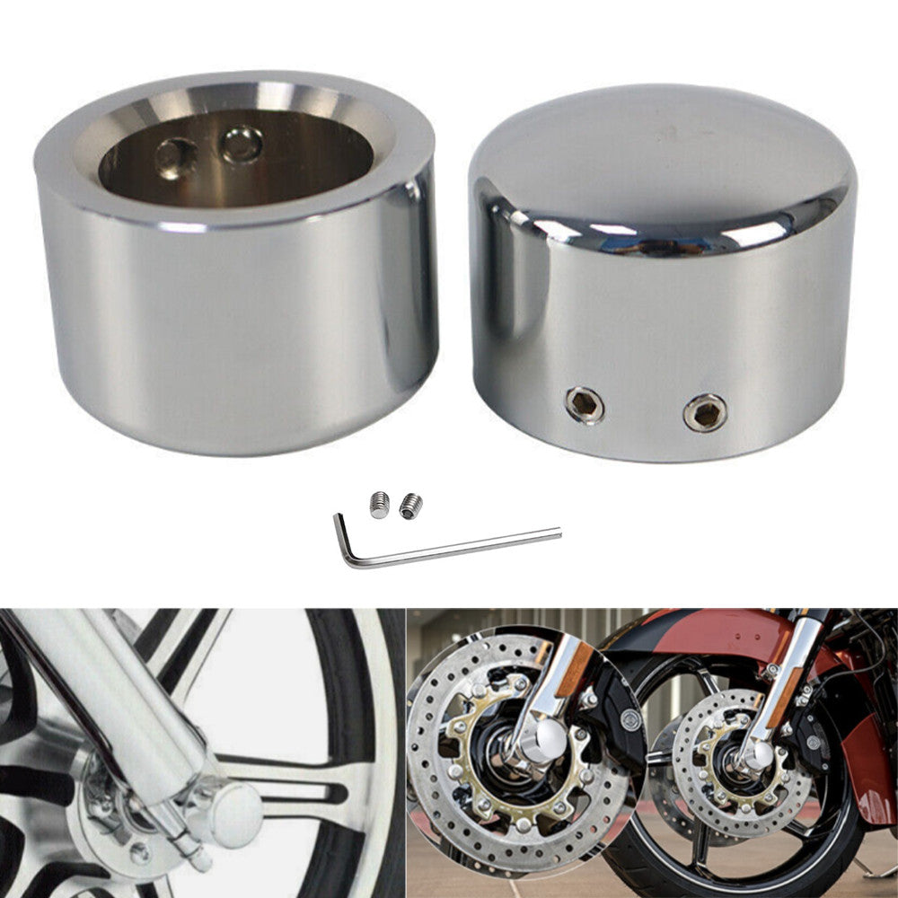 2-piece front axle nut cover bolt cover for Harley Softail Dyna Sportster chrome- n