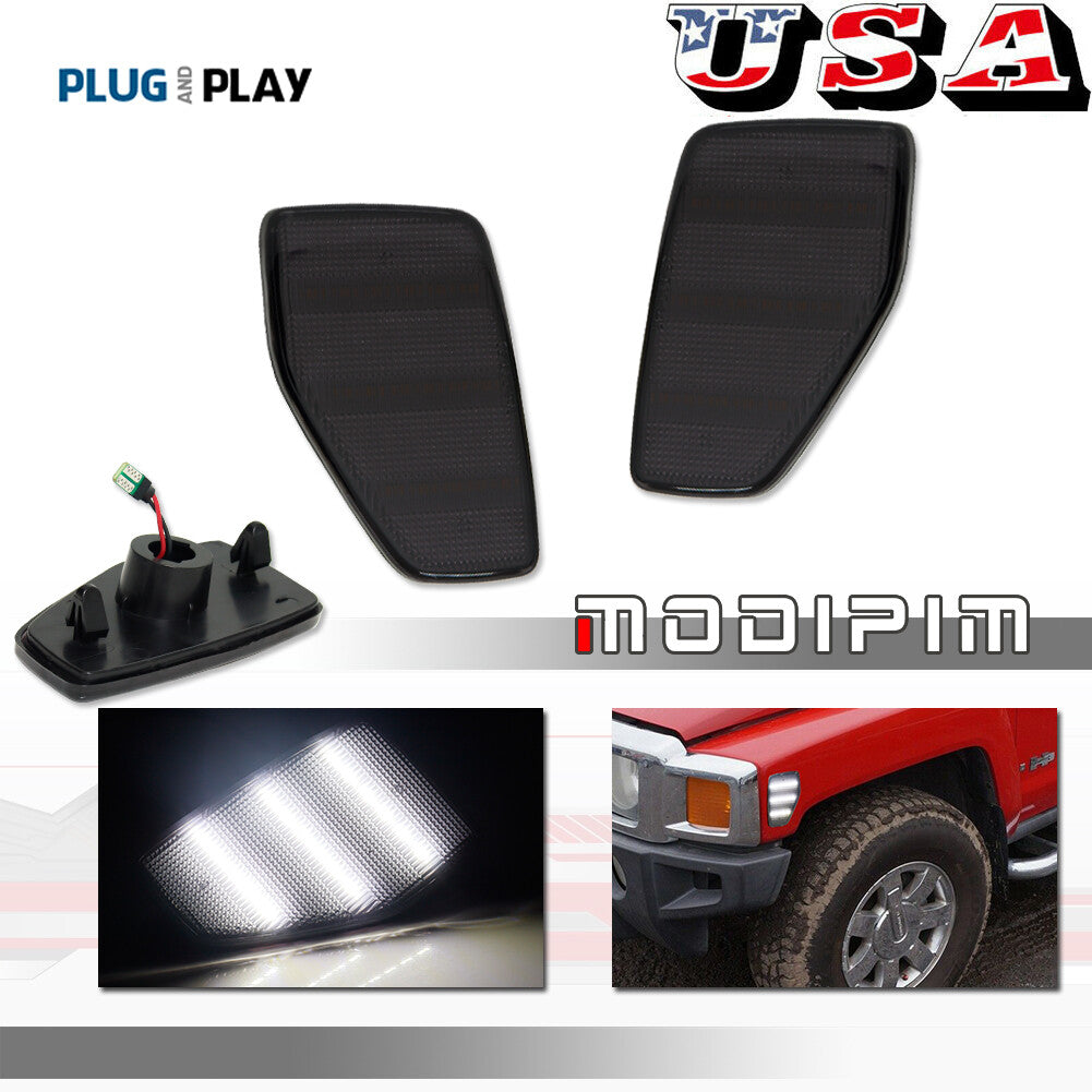 +R smoked white LED side marker light mudguard light suitable for the 2006-00 for Hummer H3 H3T- v