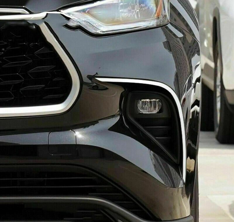 for Toyota Highlander 2020-2023 Stainless Front Fog Light Lamp Trim Eyelid Strip