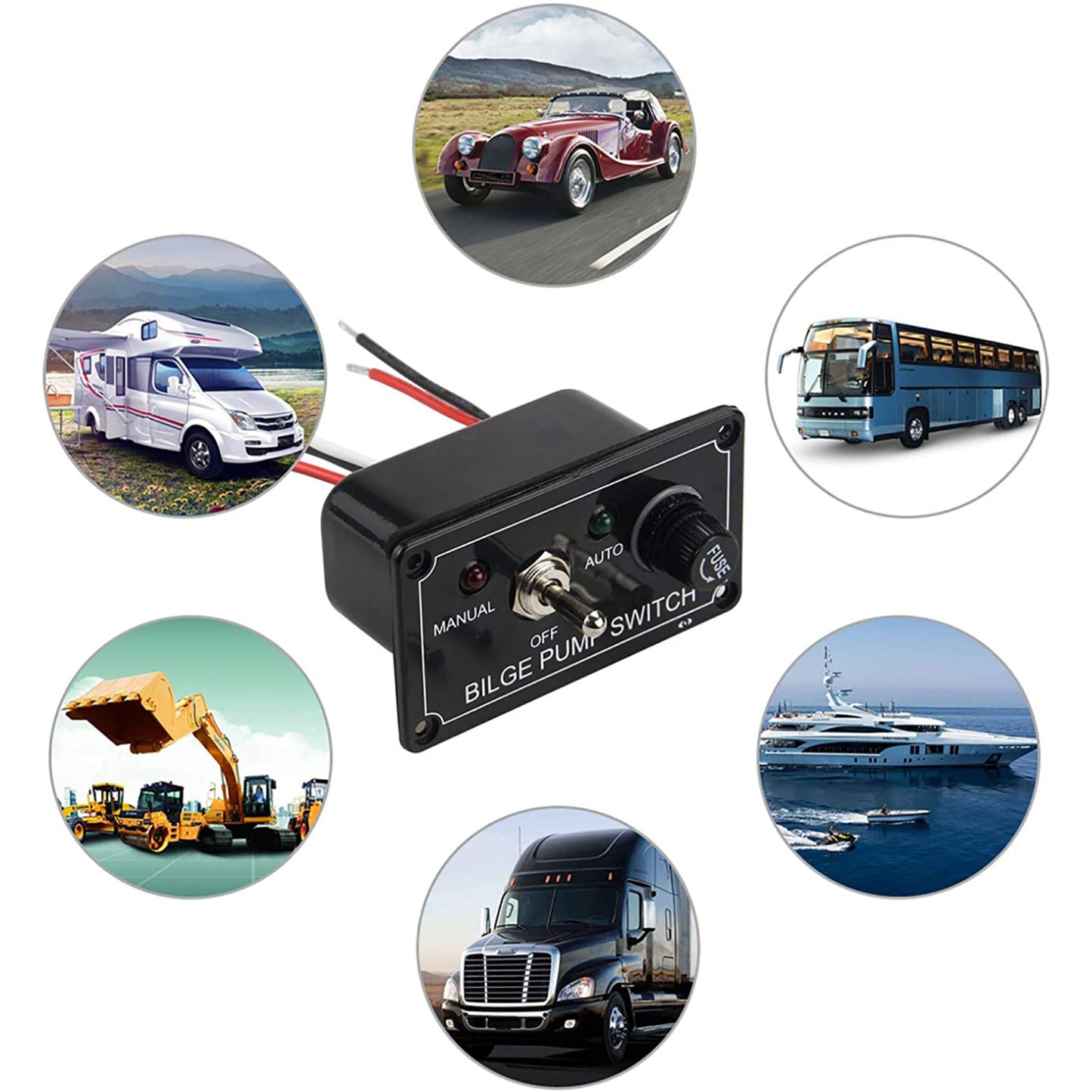 1Pcs Bilge Alarm Pump Switch Part W/ LED Indicator DC12V Marine Boat Accessory