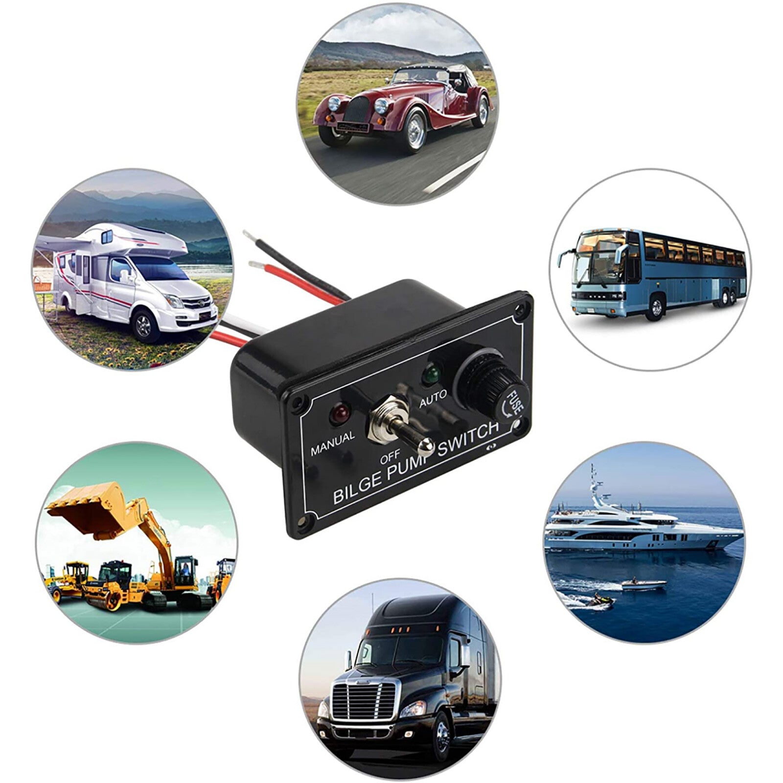 1Pcs Bilge Alarm Pump Switch Part W/ LED Indicator DC12V Marine Boat Accessory