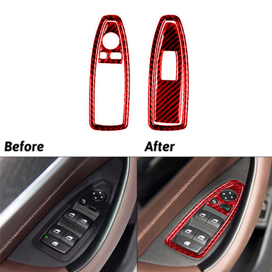 Red Carbon Fiber Interior Door Inner Panel Trim Strip for Audi A4 S4 2005-2008 v