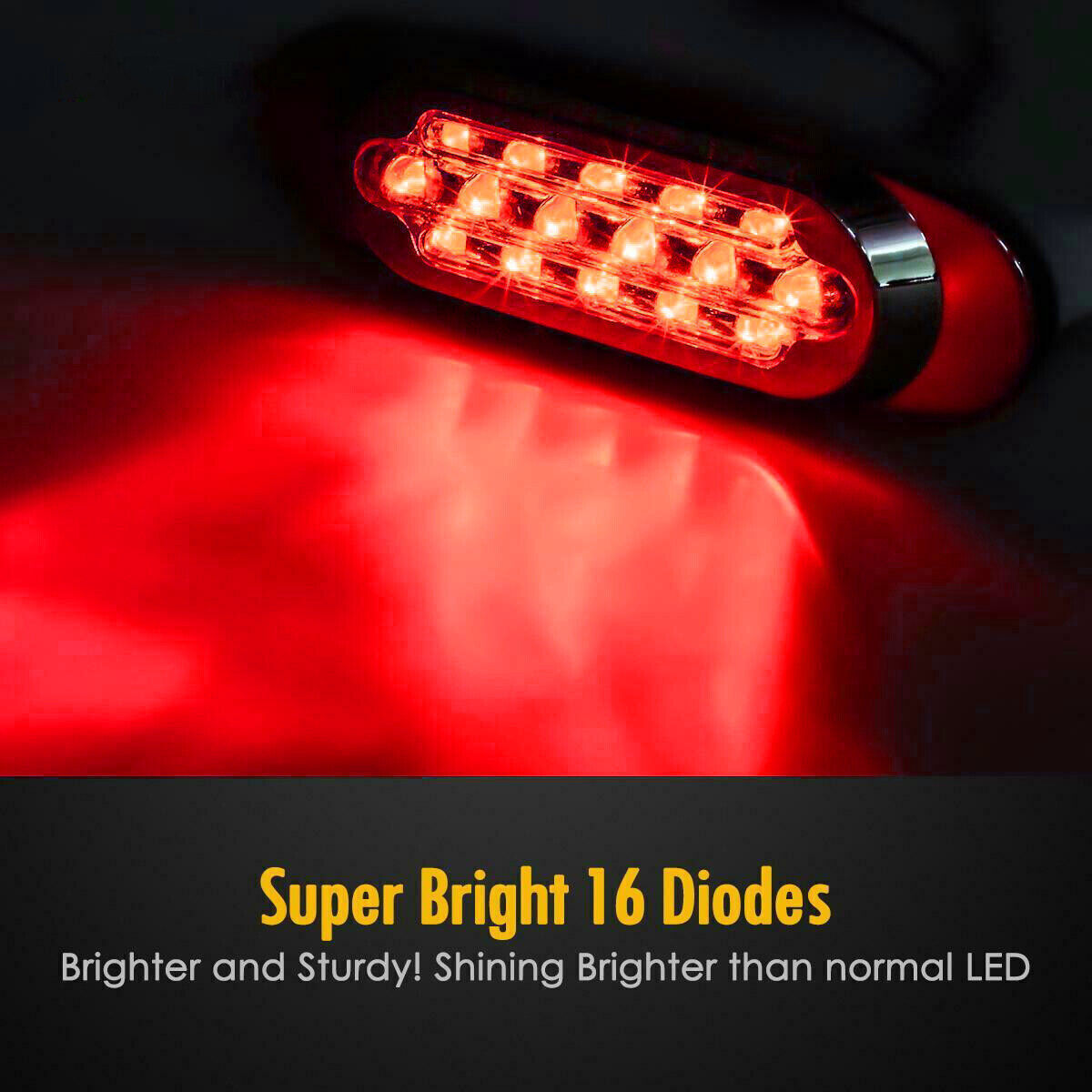 4pcs 6.5 Red 16LED Truck Marker Light Side turn for Peterbilt Chrome 16 LED 12V