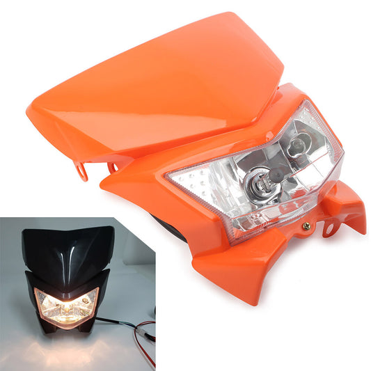 Orange Motorcycle Front Headlight Head Lamp Mx Enduro Dirt Trail Bike 250cc