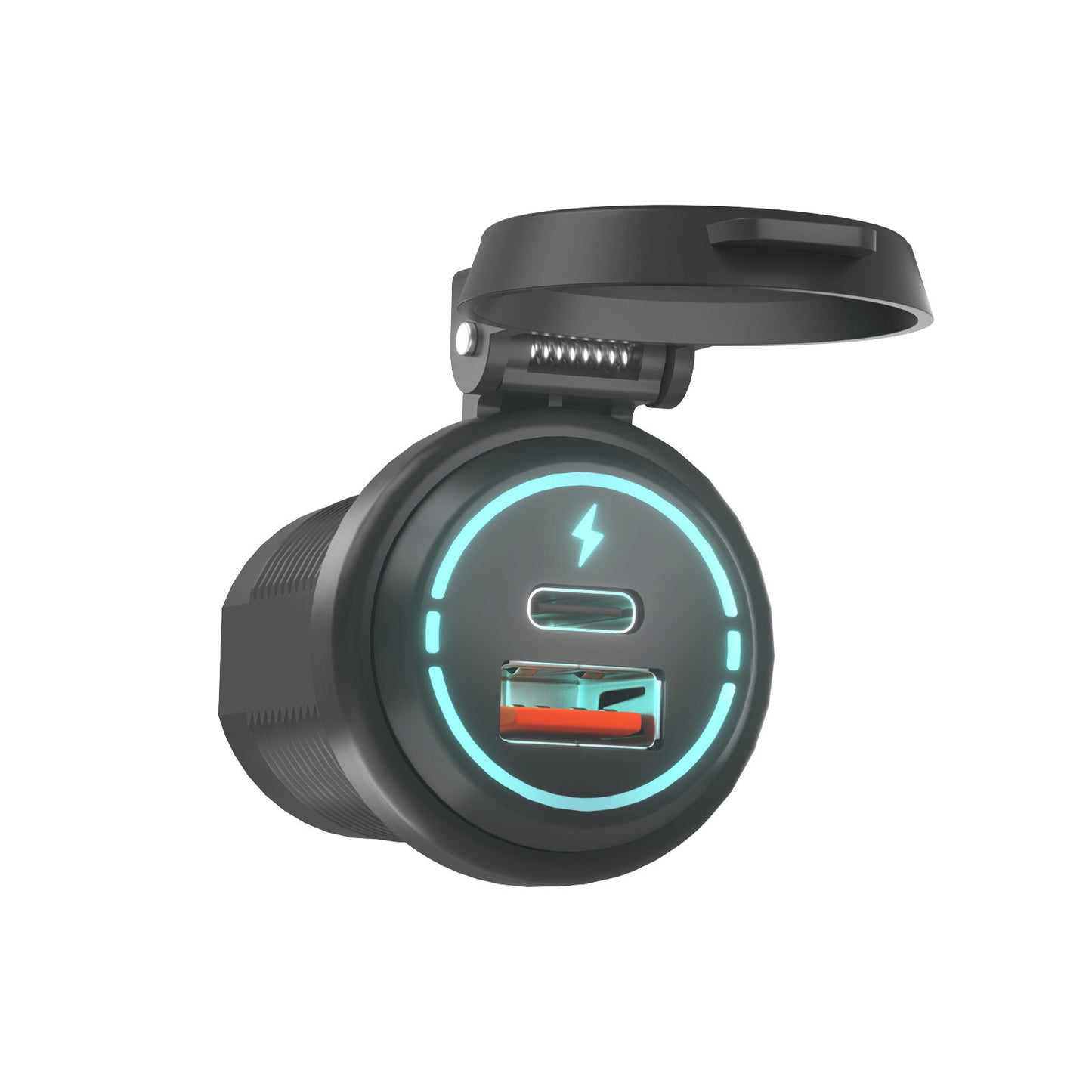 PD Type C Dual USB Fast Car Charger Socket 12V/24V Car Power Outlet With Wire
