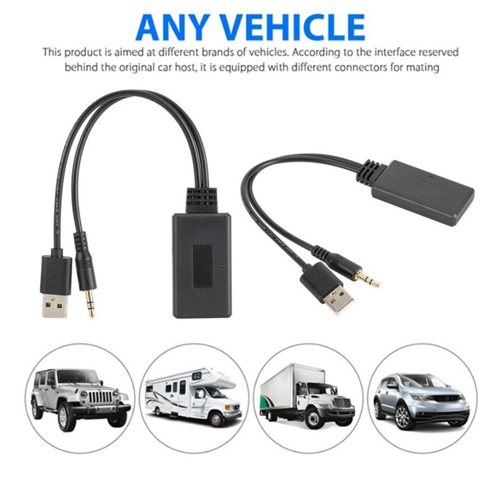 Bluetooth 5.0 Receiver Adapter with USB + 3.5mm Jack Stereo for Car AUX Speakers n