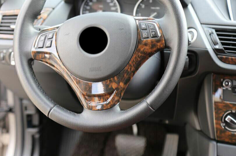 for BMW X1 E84 2013-2015 Agate Wood Grain Inner Steering Wheel Frame Cover Trim