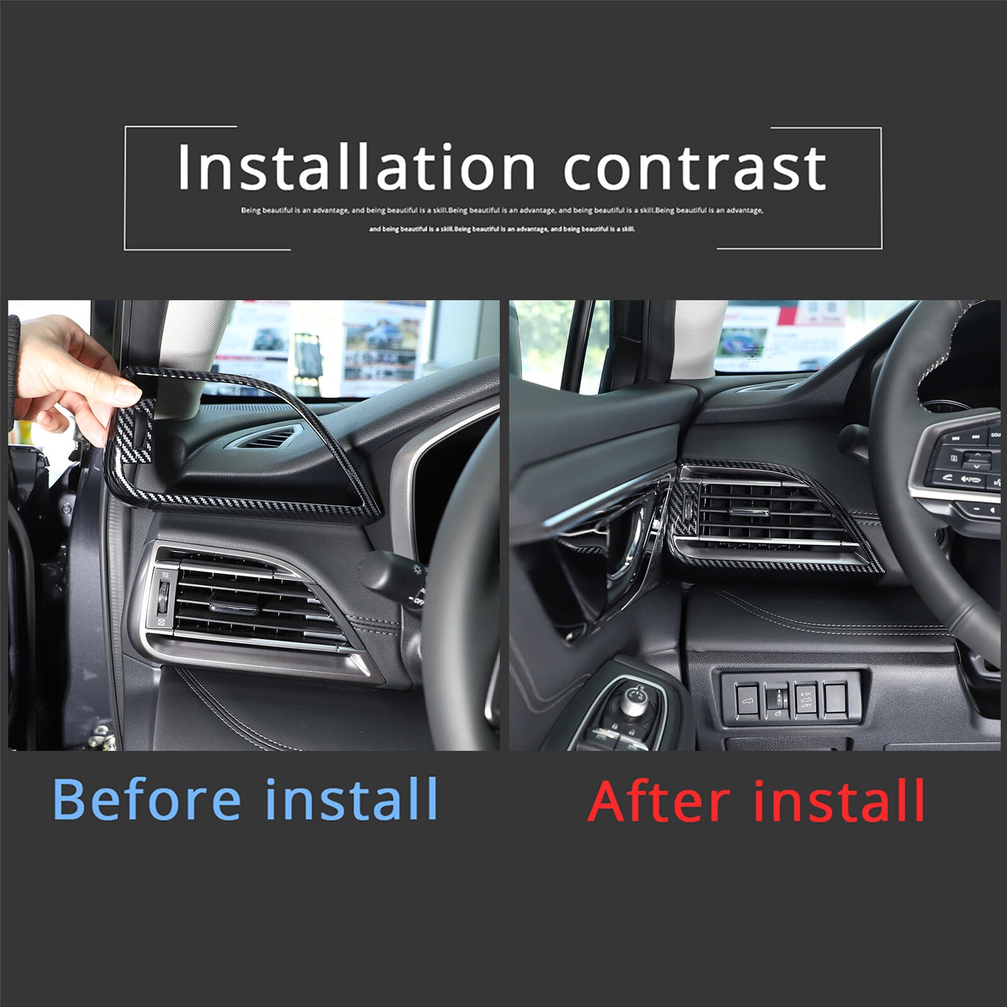 Carbon fiber interior vent socket cover trim for Subaru Outback BT 2021-23- n