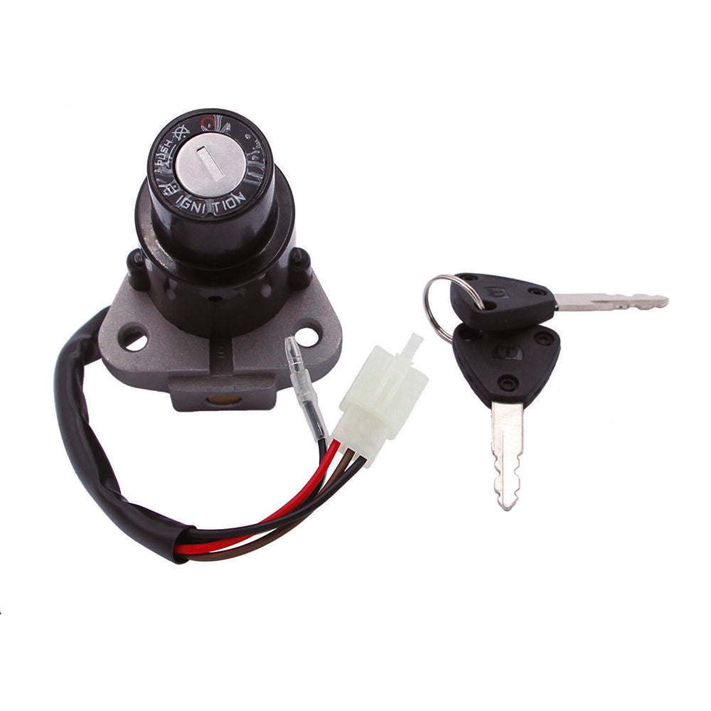 Ignition switch with master key lock and 2-button design suitable for Yamaha Maxim 400, 750, and 550 models manufactured in 1982-1983. Q