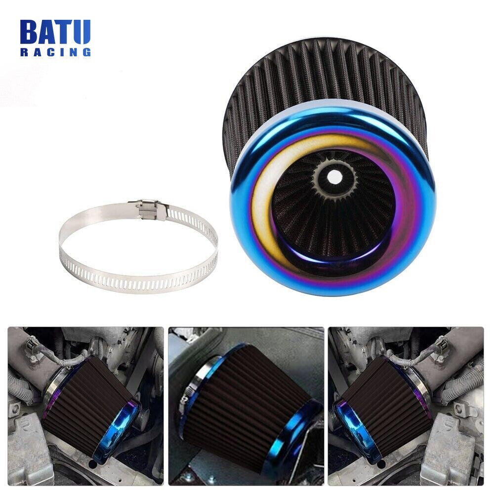 New 3 High Flow Inlet Cold Air Intake Cone Replacement Dry Air Filter Universal