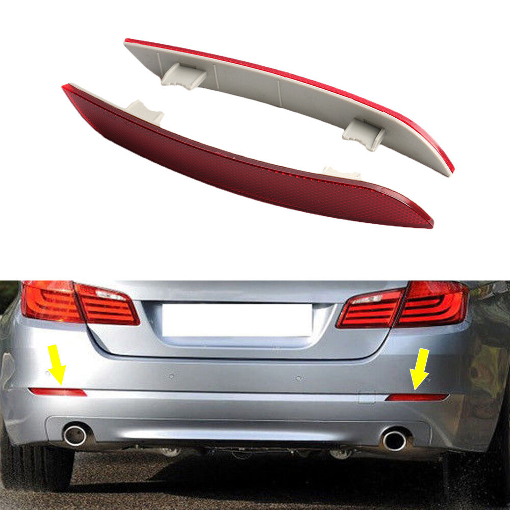 Pair Rear Bumper Reflector Red For 5 Series E12 E28 E34 E39 E60 E61 2009-2013