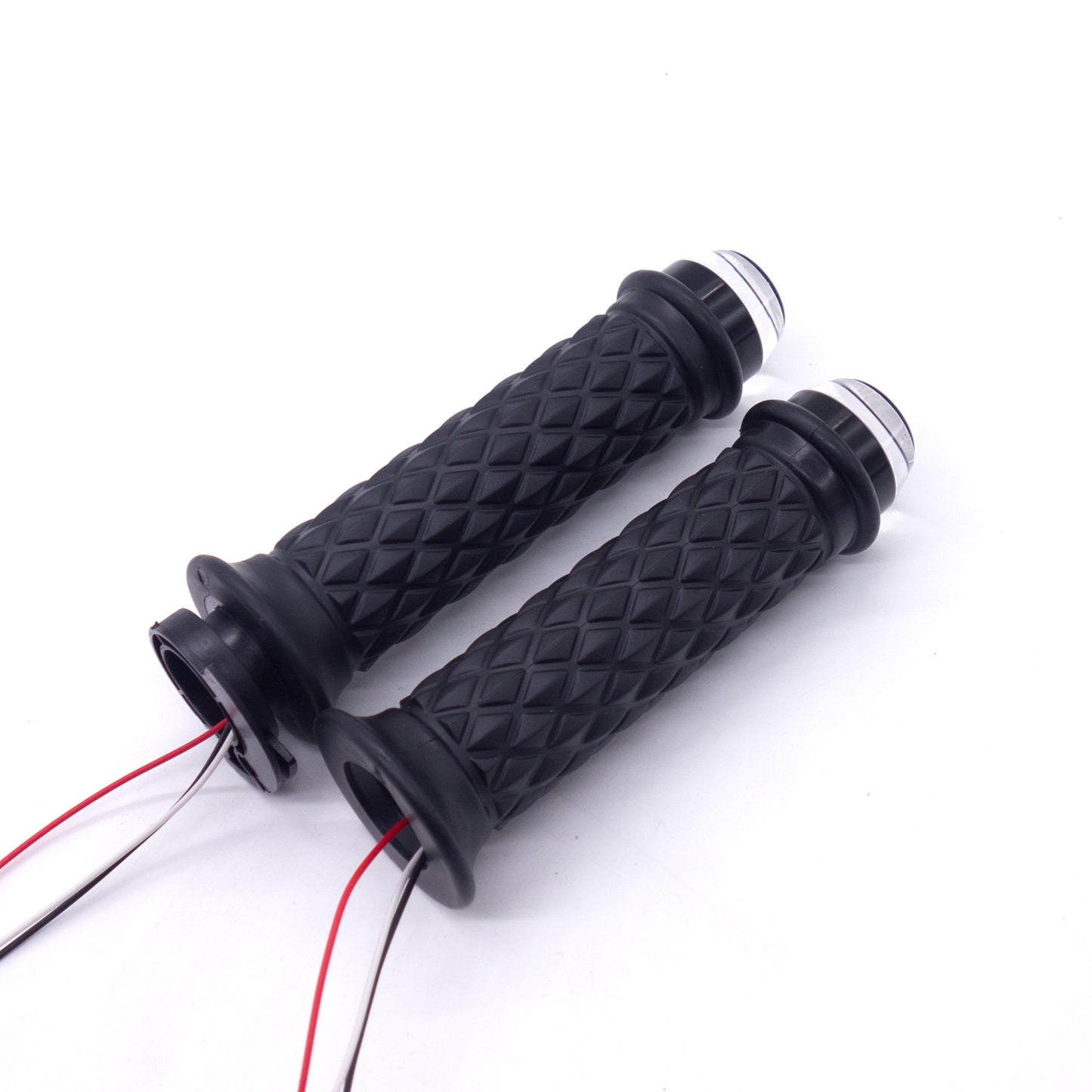 7/8 22mm Black Motorcycle Handlebar Hand Grip With LED Plug Strobe Side Light Q