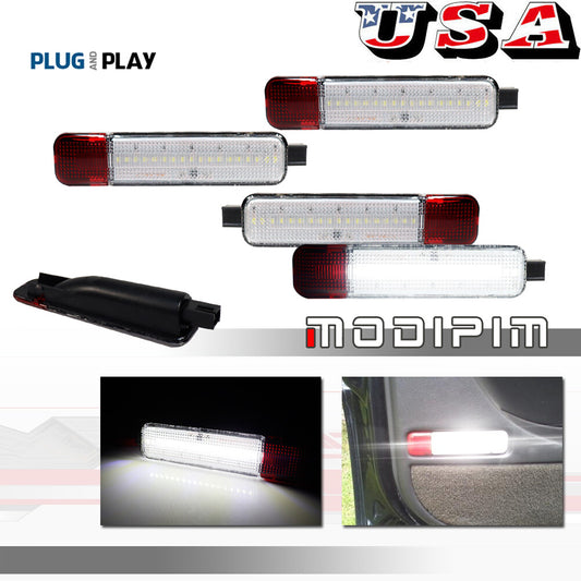 4 Pack White LED Interior Door Step Courtesy Panel Lights for 2003-2009 for Hummer H2 - v