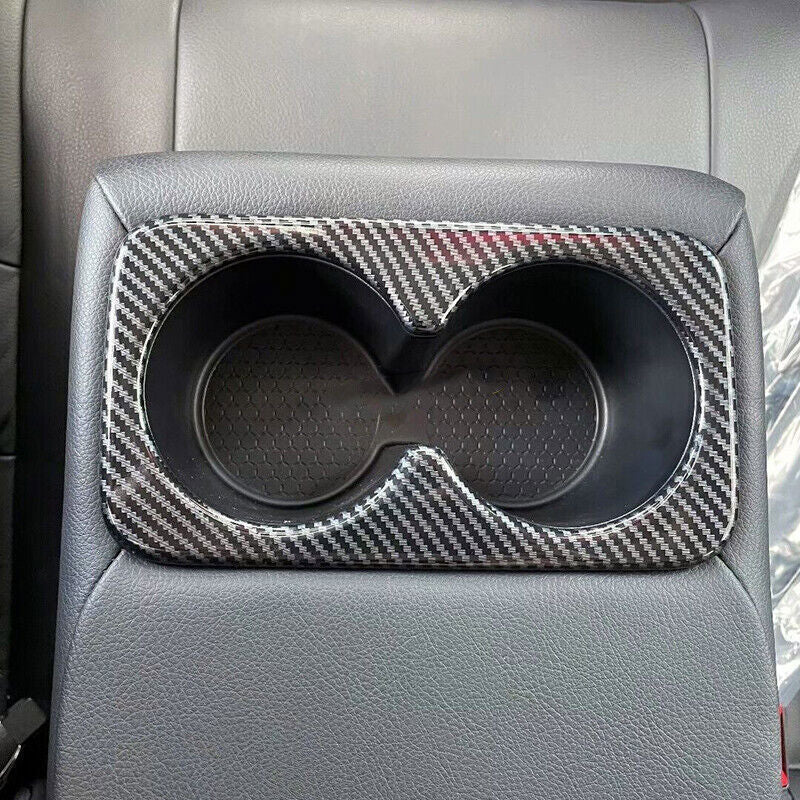 for Nissan Rogue 2021-2023 Carbon Fiber Rear Row Water Cup Holder Frame Cover 1X