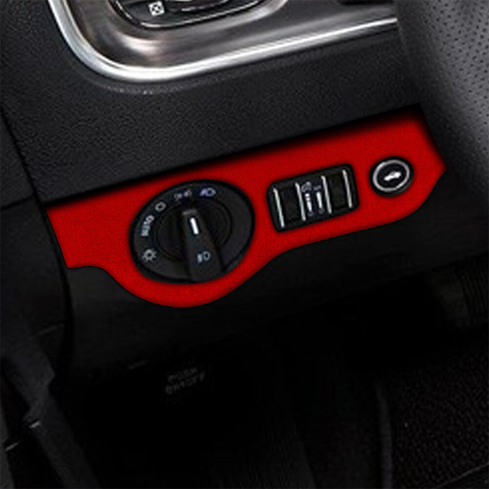 Suede Wine Red Headlight Switch Cover for Dodge for Challenger 2015-23 Charger 2010+