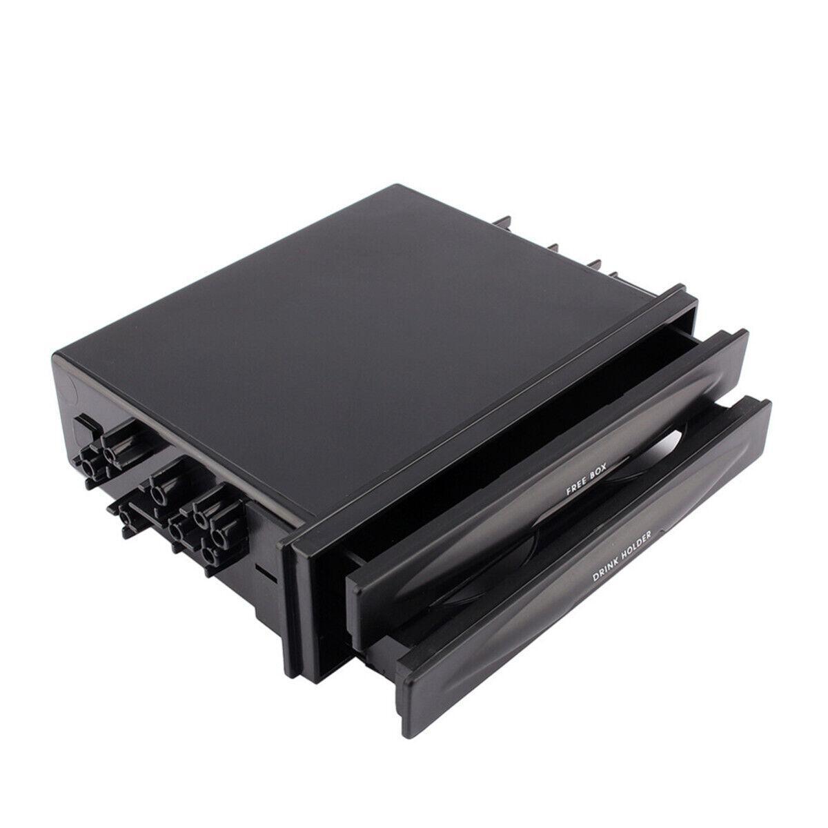 Plastic beverage cup holder storage box for car dual DIN radio dashboard mounting - n