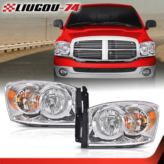 Suitable for 2006-2009 for Dodge for Ram 1500 2500 3500 Headlights Transparent/Chrome- v