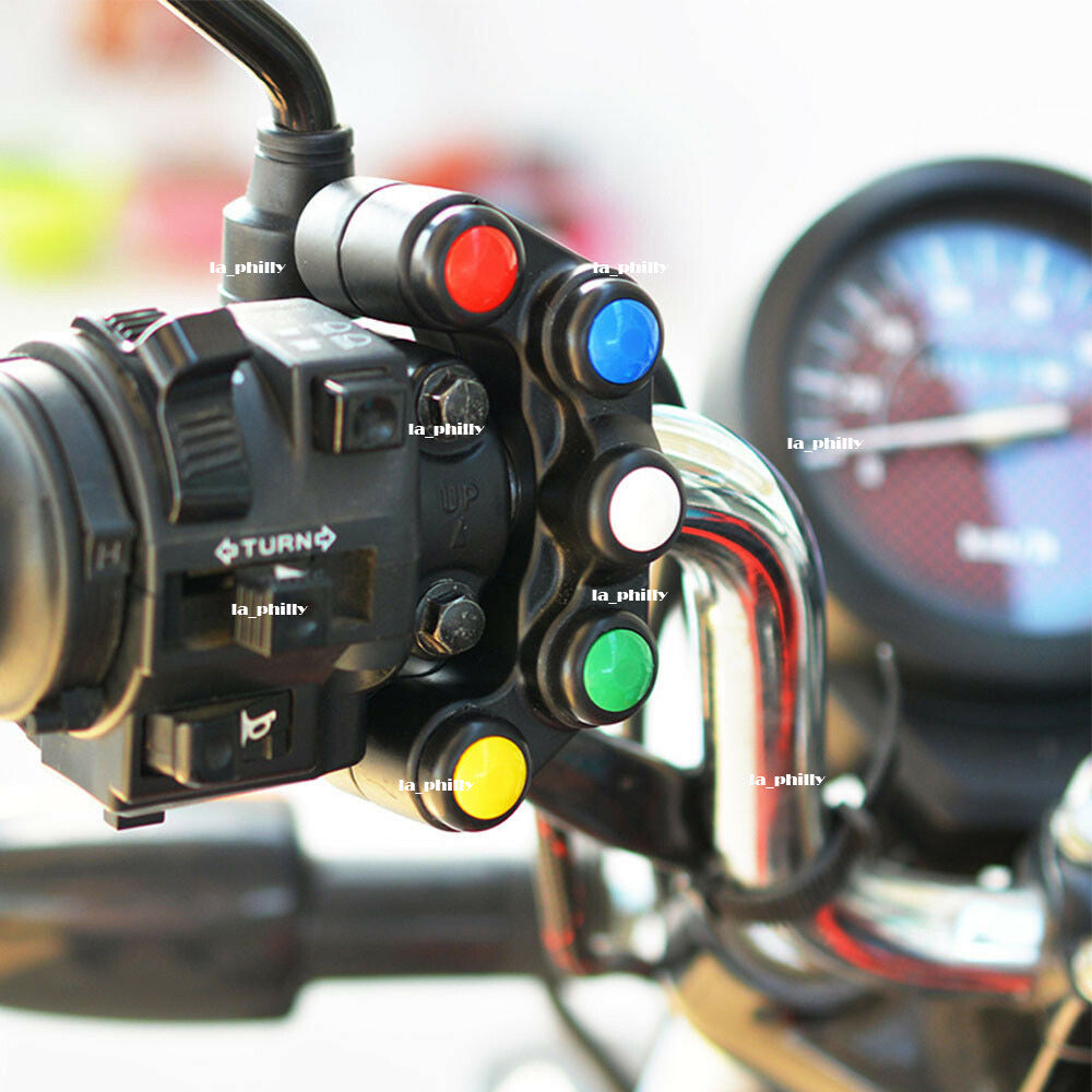 5 Button Motorcycle Handlebar Mount Turn Signal Lights Switch 22mm 7/8 Q