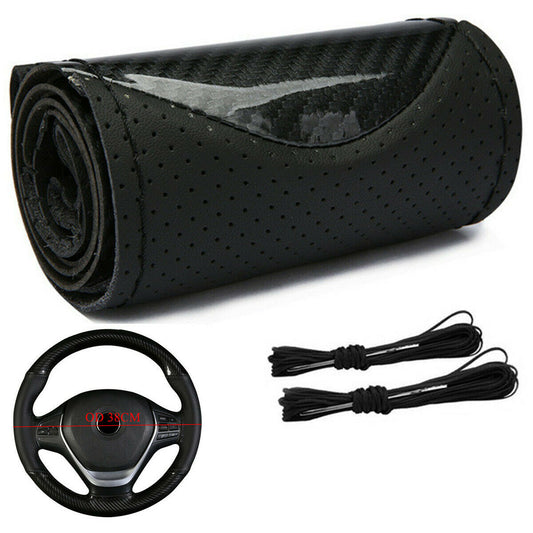 DIY Car Steering Wheel Cover Glossy Carbon Look Car Interior Accessories